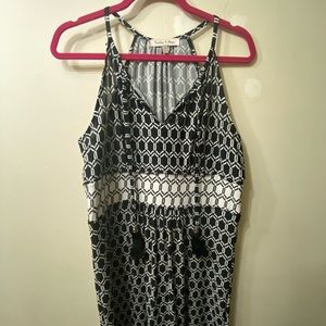 Black/white maxi dress with tassel ties